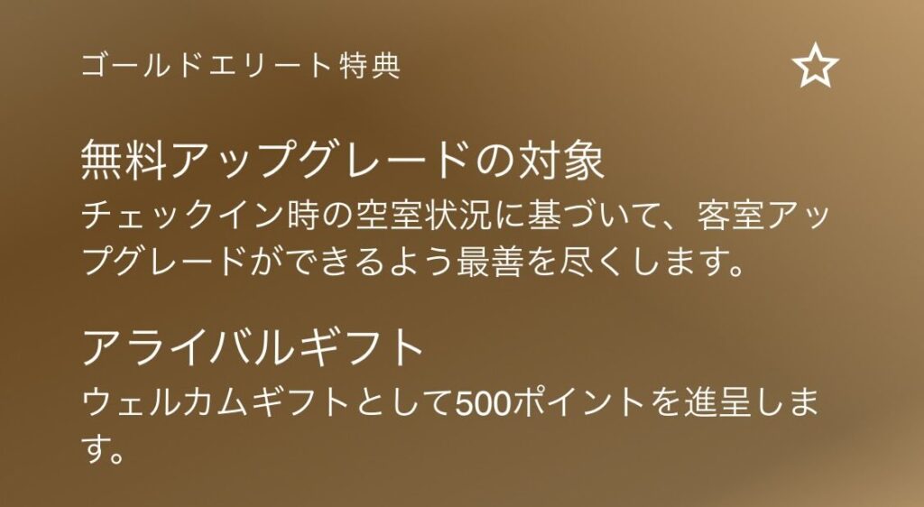 モバイルチェックイン　特典内容の確認